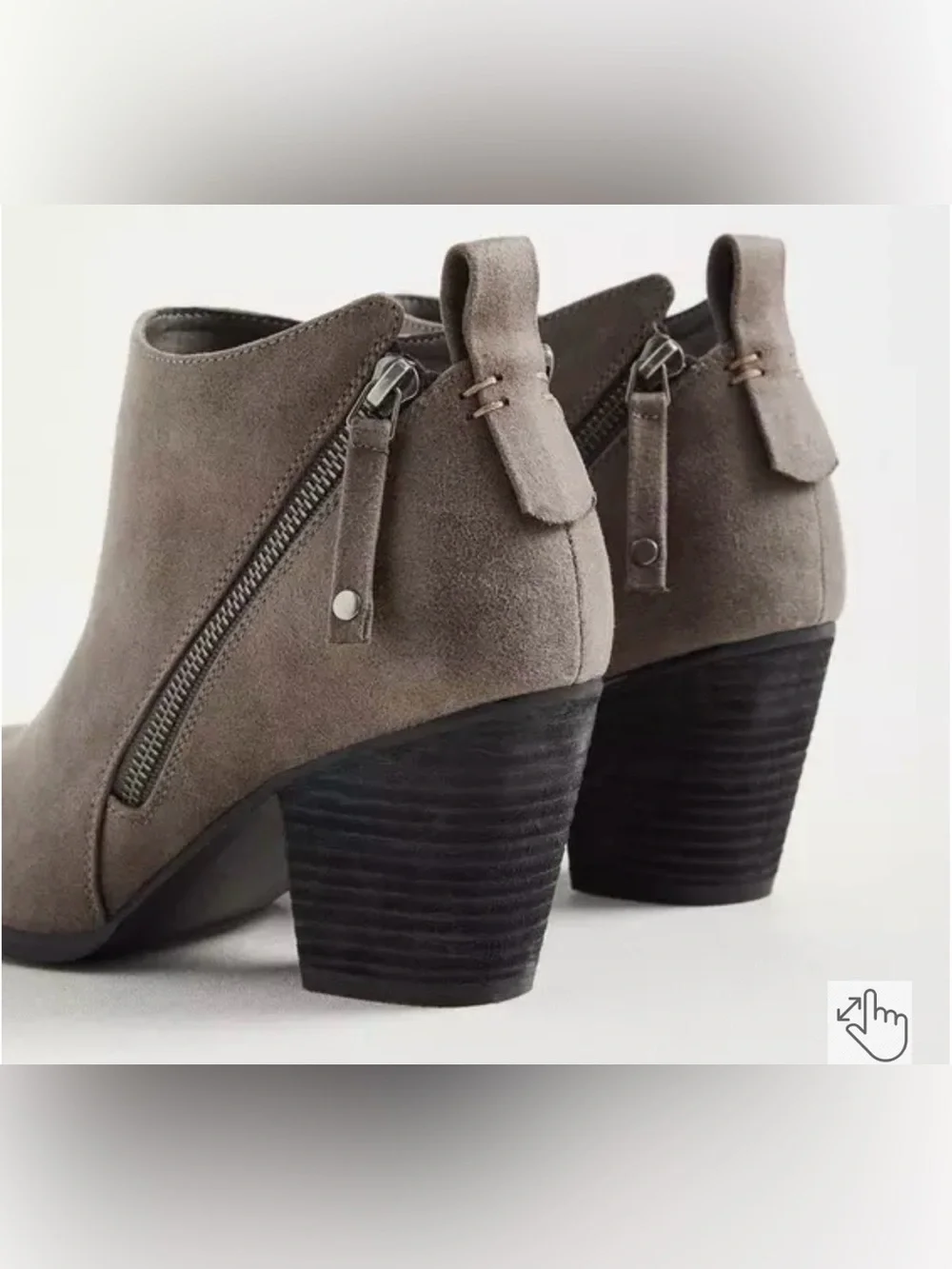 Torrid Gray Suede Ankle Booties - Classic Side-Zip Heel size 9